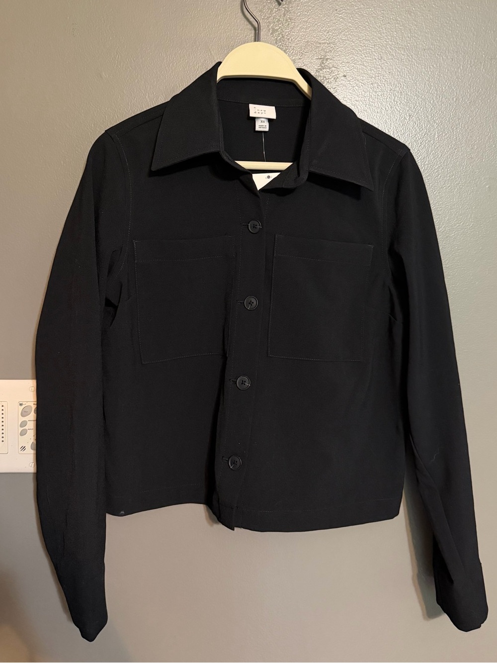 NWT A New Day Black Structured Shirt Jacket Cropped Shacket Top
